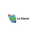 Le Havre City Map Vector isolated illustration of simplified administrative, map of France Country design template