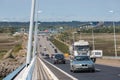 Cars at Pont de Normandie, bridge near Le Havre. France