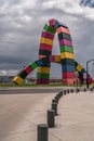 Contemporary colorful installation Catene de Containers by Vincent Ganivet in Southampton port Royalty Free Stock Photo