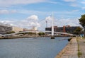 The town center of Le Havre, Normandy, France with the Footbridge across Commerce Basin and a