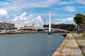 The town center of Le Havre, Normandy, France with the Footbridge across Commerce Basin