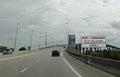 Le Havre,H,FRA,France - August 22, 2022: Normandy Bridge and road sign