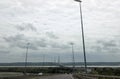 Le Havre, H, France - August 21, 2022: Normandy Bridge called Pont de Normandie is a cable-stayed bridge on river Seine