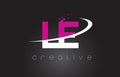 LE L E Creative Letters Design With White Pink Colors