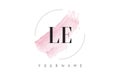 LE L E Watercolor Letter Logo Design with Circular Brush Pattern