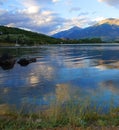 Le lac de Serre PonÃÂ§on with Mountain summits in Background. Beautiful Alpine sight