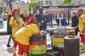 LE MANS, FRANCE - APRIL 22, 2017: Festival Evropa jazz Musicians playing drums and dancers dance Caribbean dance Royalty Free Stock Photo