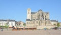 LE MANS, FRANCE - APRIL 03, 2017: Roman cathedral of Saint Julien at Le mans Sarthe, Pays de la Loire, France