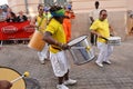 LE MANS, FRANCE - JUNE 13, 2014: Brazilian man dancing at a parade of pilots racing.