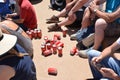 LE MANS, FRANCE - JUNE 18, 2017: Cuns of beer during race 24 hours of Le mans