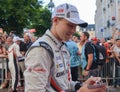 LE MANS, FRANCE - JUNE 16, 2017: Early Bamber driver of team of Porsche LMP 919 Hybrid during Parade of pilots racing