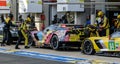 Le Mans / France - June 13-14 2017: 24 hours of Le Mans, Aston Martin Vintage, Chevrolet Corvette Pit stop