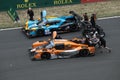 Le Mans France - June 12-13 2022: On the Le Mans 24 Hours track, LMP3 cars are set up before the start of their race Royalty Free Stock Photo