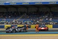 Le Mans France - June 12-13 2022: On the 24 Hours of Le Mans track, the LMP3 cars set off for their race Royalty Free Stock Photo