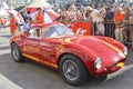 LE MANS, FRANCE - JUNE 16, 2017: Vintage red Ferrari Berlinetta with emblem of Rebellion Racing at a parade of pilots racing in Le