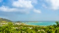 Panorama of Orient Bay on the island of Saint Martin in the Caribbean