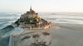 Le Mont Saint Michel tidal island in beautiful twilight at dusk, Normandy Royalty Free Stock Photo