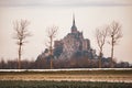 Le Mont Saint-Michel in winter Royalty Free Stock Photo