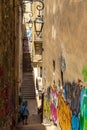 In narrow streets of Le Panier quarter at Marseille Royalty Free Stock Photo