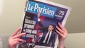 LE Parisien newspaper, cover with France's incumbent president Emmanuel