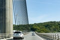 Holiday traffic during summer vacation on the Pont de l`Iroise bridge near Brest in Brittany