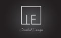 LE Square Frame Letter Logo Design with Black and White Colors.