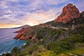 Le Trayas. Franch riviera scenic coastline sunset view Royalty Free Stock Photo