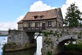 Old mill on the medieval bridge in Vernon Royalty Free Stock Photo