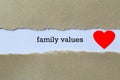 Family values on white paper