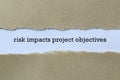 Risk impacts project objectives word on paper Royalty Free Stock Photo