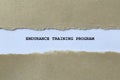 Endurance Training Program on white paper