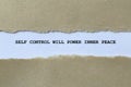 self control will power inner peace on white paper Royalty Free Stock Photo