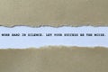 work hard in silence let your success be the noise on white paper Royalty Free Stock Photo