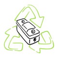 Lead-acid battery recycling hand-drawn Royalty Free Stock Photo