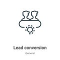 Lead conversion outline vector icon. Thin line black lead conversion icon, flat vector simple element illustration from editable