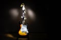 Lead electric sunburst guitar, lighting painting with light