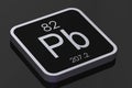 Lead element from periodic table on black square block