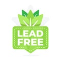 Lead-free certification badge with green leaves and text, symbolizing eco-friendly and safe products