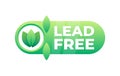 Lead-free certification badge with green leaves and text, symbolizing eco-friendly and safe products