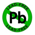 Lead free sign, with circular text and the symbol of the chemical element.