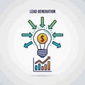 Lead generation concept with light bulb and growing graph Royalty Free Stock Photo