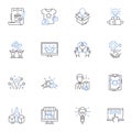 Lead generation concept line icons collection. Prospecting, Conversion, Funnels, Traffic, Engagement, Targeting Royalty Free Stock Photo