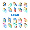 lead generation customer business icons set vector