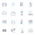 Lead generation linear icons set. Prospecting , Conversion , Pipeline , Nurturing , Engagement , Acquisition , Funnels