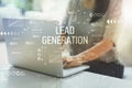 Lead generation with woman using laptop Royalty Free Stock Photo