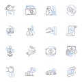 Lead generators line icons collection. Prospecting, Sales, Marketing, Telemarketing, Cold-calling, Referrals, Nerking