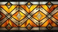 Lead glass window background in orange, white and black lines created with Generative AI Royalty Free Stock Photo