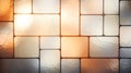 Lead glass window shiny background with yellow, orange, ochre, white and light grey squares created with Generative AI Royalty Free Stock Photo