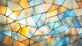 Lead glass window shiny background with yellow, orange, red and blue triangles created with Generative AI Royalty Free Stock Photo