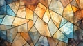 Lead glass window shiny background with yellow, orange, red and blue triangles created with Generative AI Royalty Free Stock Photo